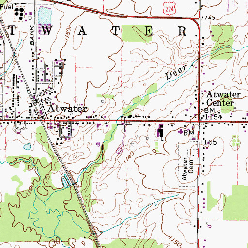 Topographic Map of Atwater Fire Department, OH