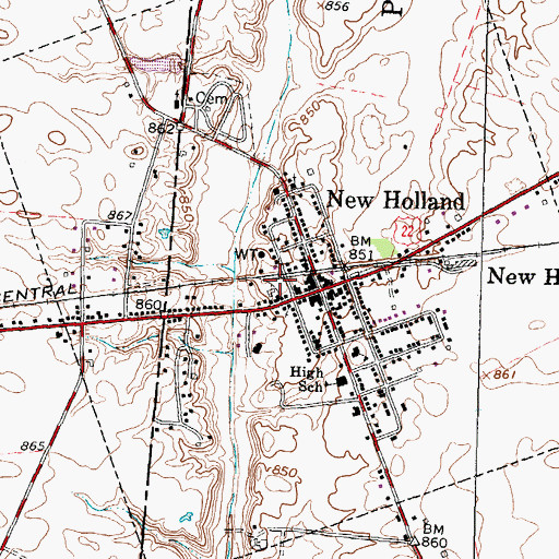 Topographic Map of New Holland Fire Department, OH