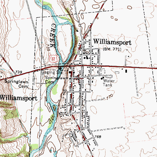 Topographic Map of Williamsport Deercreek Township Volunteer Fire Department, OH