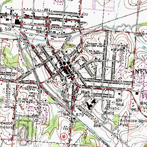 Topographic Map of New Lexington Fire Department, OH