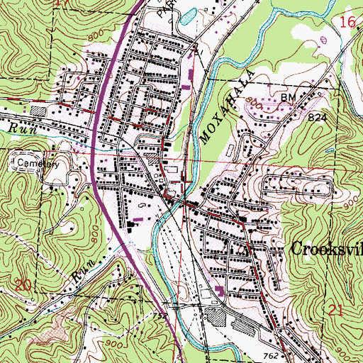 Topographic Map of Crooksville Fire Department, OH