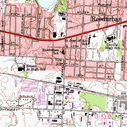 Topographic Map of Perry Township Fire Department Station 1, OH