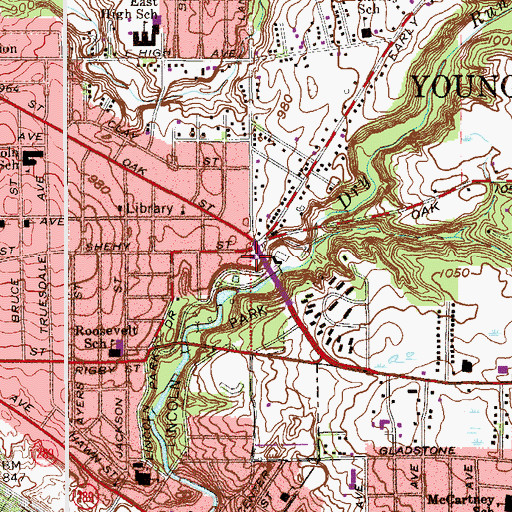 Topographic Map of Youngstown Fire Department Station 6, OH