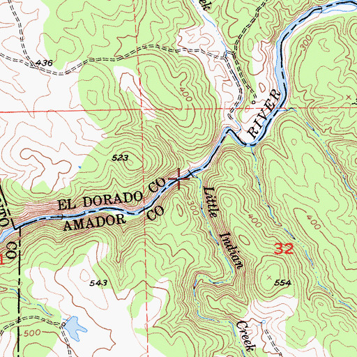 Topographic Map of Little Indian Creek, CA