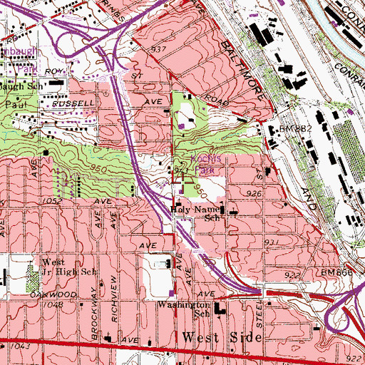 Topographic Map of Youngstown Fire Department Station 3, OH