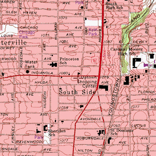 Topographic Map of Youngstown Fire Department Station 2, OH