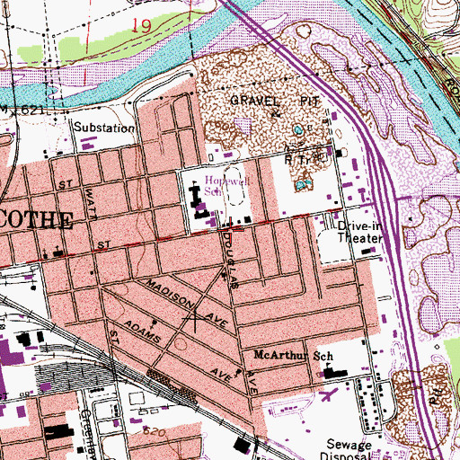 Topographic Map of Chillicothe Fire Department Station 3, OH