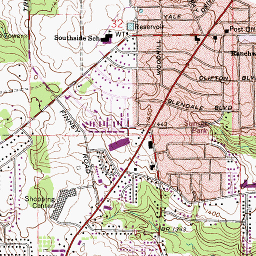 Topographic Map of Mansfield Fire Department Station 3, OH
