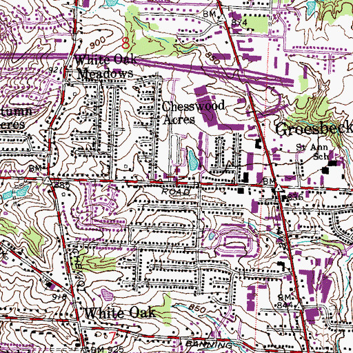 Topographic Map of Colerain Township Department of Fire and Emergency Medical Services Station 26, OH