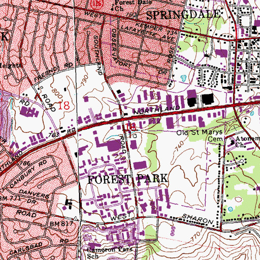 Topographic Map of Forest Park Fire Department Station 43, OH