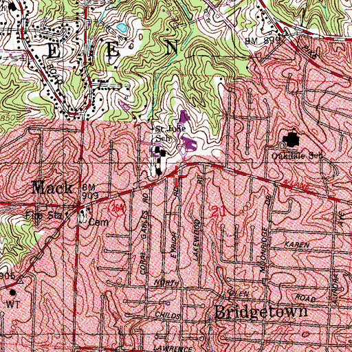 Topographic Map of Green Township Fire and Emergency Medical Services Department Station 54, OH