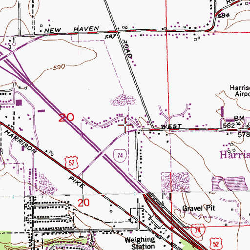 Topographic Map of Harrison Fire Department Station 57, OH