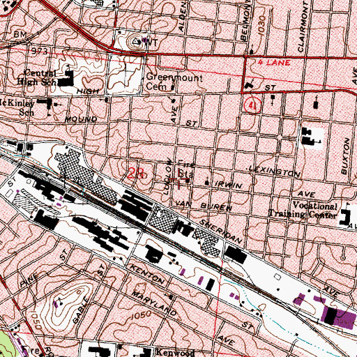 Topographic Map of Springfield Fire and Rescue Division Station 6, OH