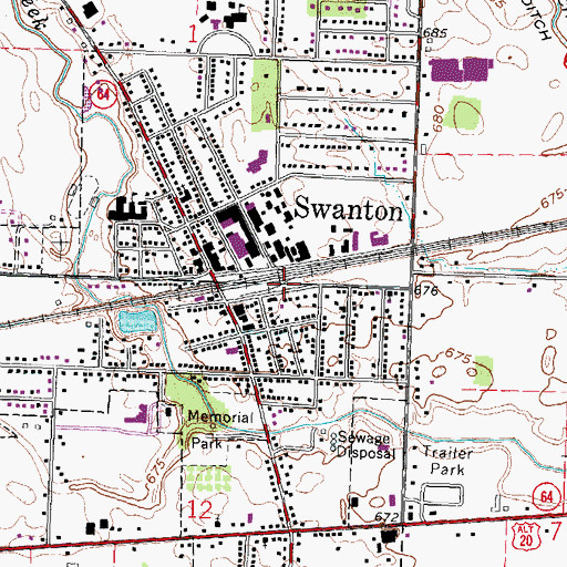 Topographic Map of Village of Swanton Fire Department Station 2, OH