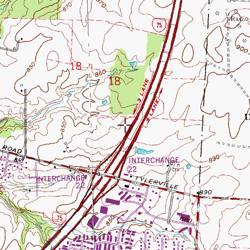 Topographic Map of West Chester Fire Station 75, OH