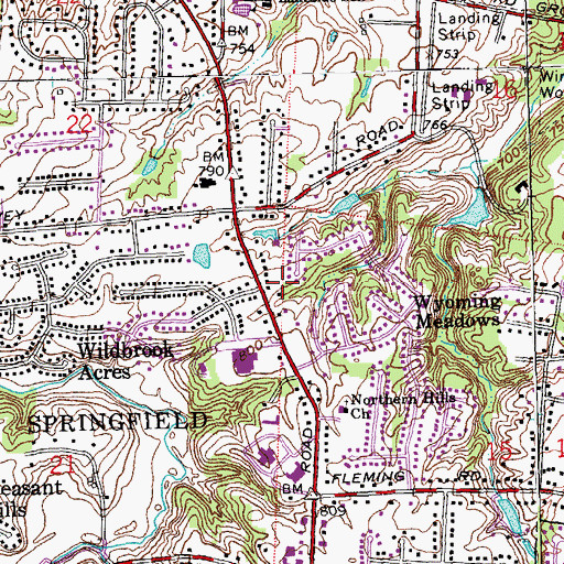 Topographic Map of Springfield Township Fire Department Station 80, OH