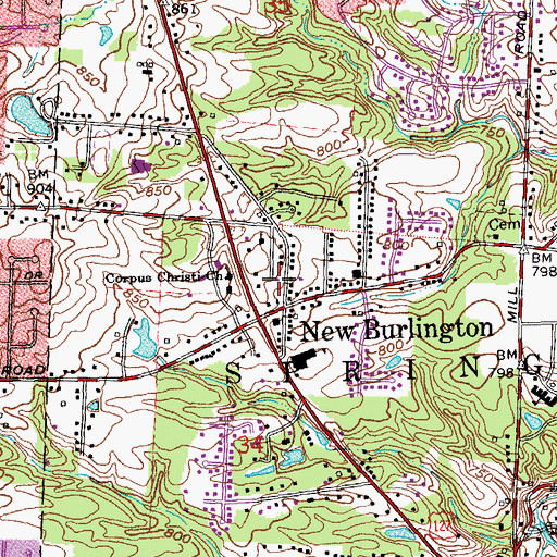 Topographic Map of Springfield Township Fire Department Station 75, OH