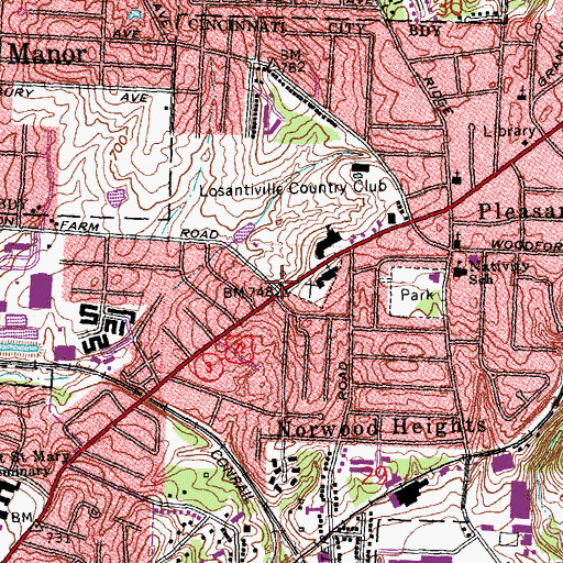 Topographic Map of Cincinnati Fire Department - Station 8, OH