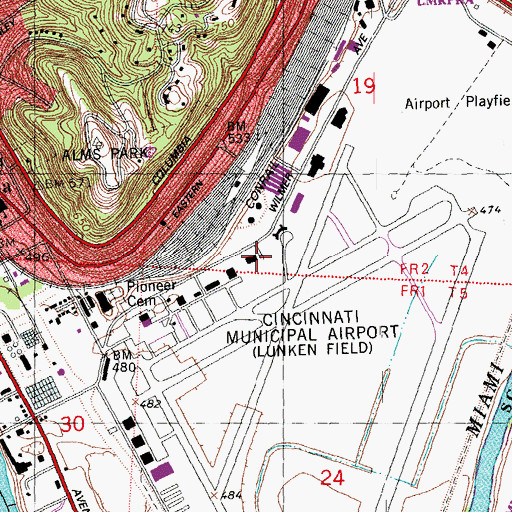 Topographic Map of Cincinnati Fire Department - Station 18, OH