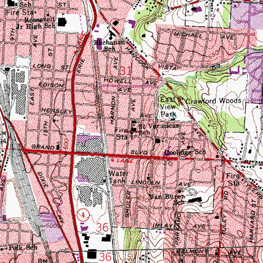Topographic Map of Hamilton Fire Department Station 27, OH