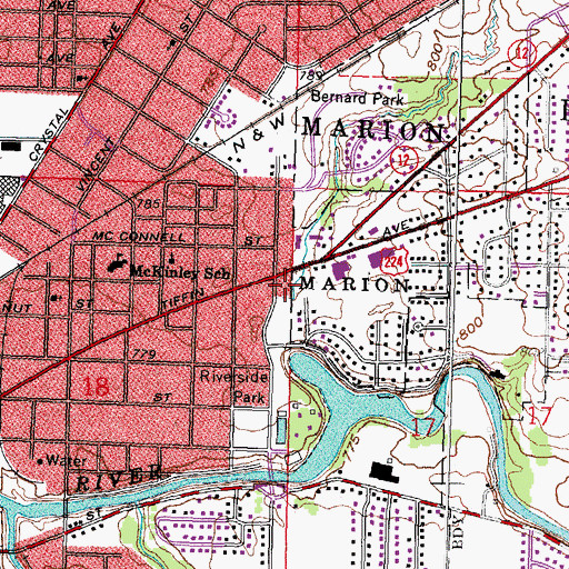 Topographic Map of Findlay Fire Department Station 3, OH