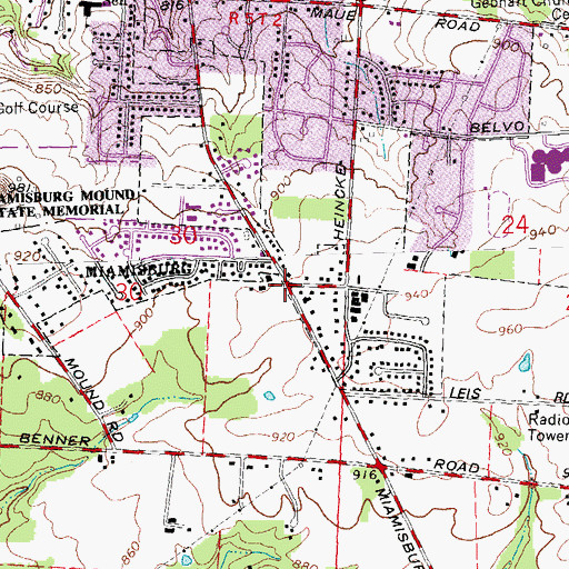 Topographic Map of Miami Township Fire Department Station 47, OH