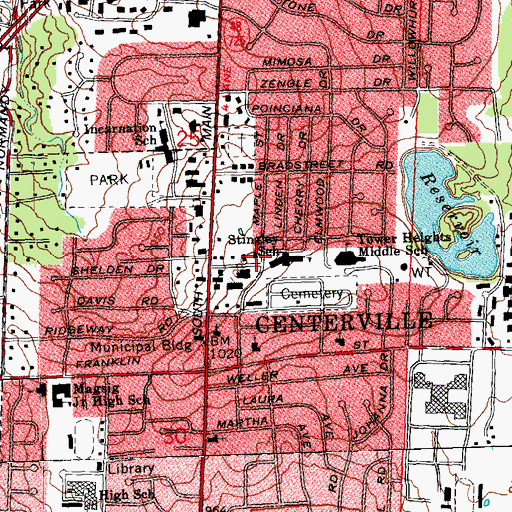 Topographic Map of Washington Township Fire Department Station 41, OH