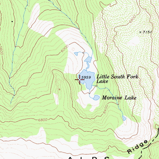 Topographic Map of Little South Fork Lake, CA