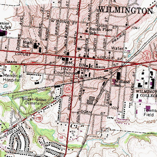 Topographic Map of Wilmington Fire Department Station 1, OH