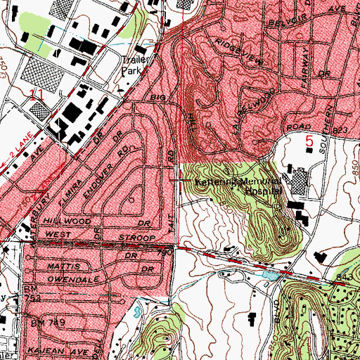 Topographic Map of Kettering Fire Department Station 37, OH