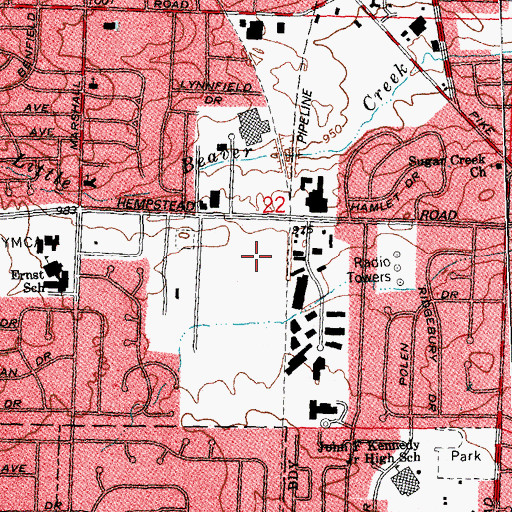 Topographic Map of Kettering Fire Department Station 36, OH