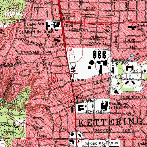 Topographic Map of Kettering Fire Department Station 32, OH