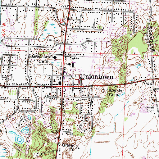 Topographic Map of Uniontown Fire Department, OH
