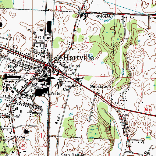 Topographic Map of Hartville Fire Department, OH