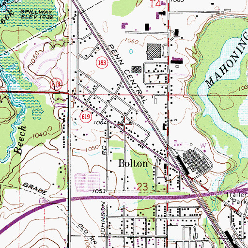 Topographic Map of Lexington Township Volunteer Fire Department Station 1, OH