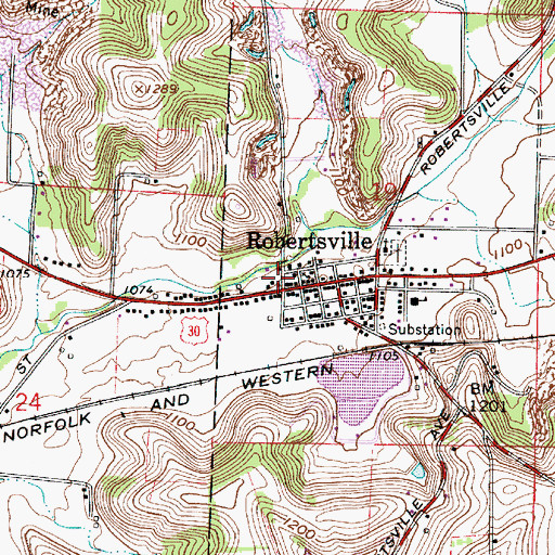 Topographic Map of Robertsville Volunteer Fire Department, OH