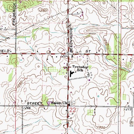 Topographic Map of Washington Township Volunteer Fire Department, OH