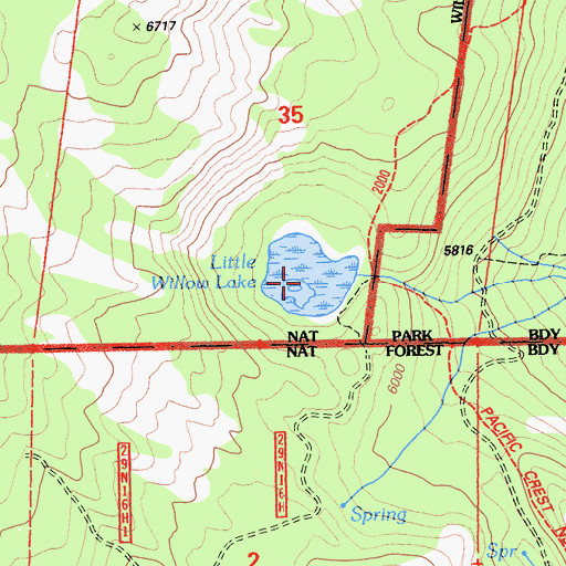 Topographic Map of Little Willow Lake, CA
