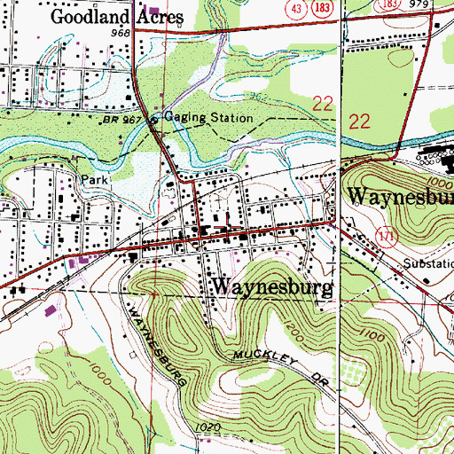 Topographic Map of Waynesburg Fire Department, OH