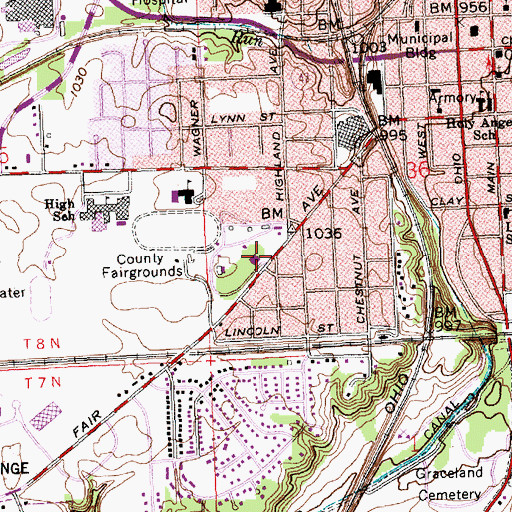 Topographic Map of Shelby County Fire Department, OH