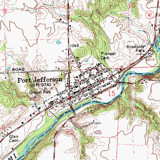 Topographic Map of Port Jefferson Community Fire Company, OH