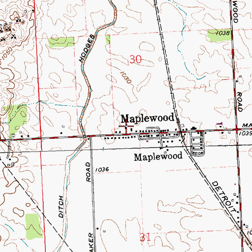 Topographic Map of Maplewood Volunteer Fire Department, OH