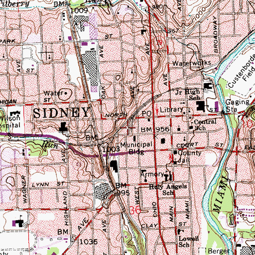 Topographic Map of Sidney Fire and Emergency Services Station 1, OH