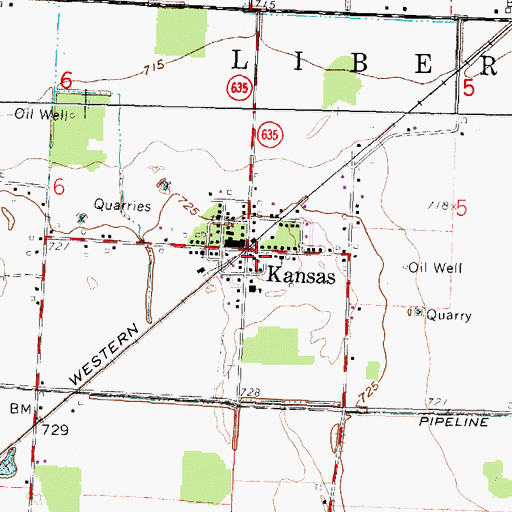 Topographic Map of Kansas Volunteer Fire and Rescue Department, OH