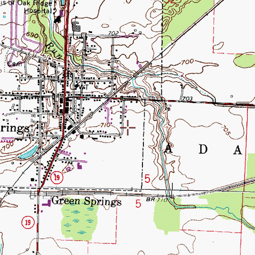 Topographic Map of Green Springs Volunteer Fire Department Station 1, OH