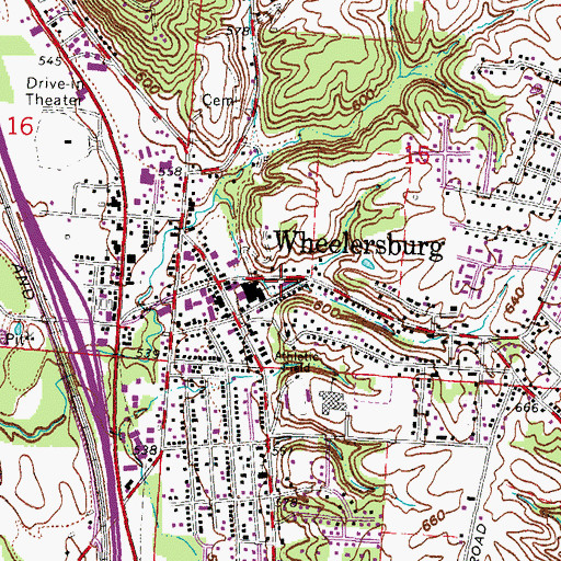 Topographic Map of Porter Township Fire Department, OH