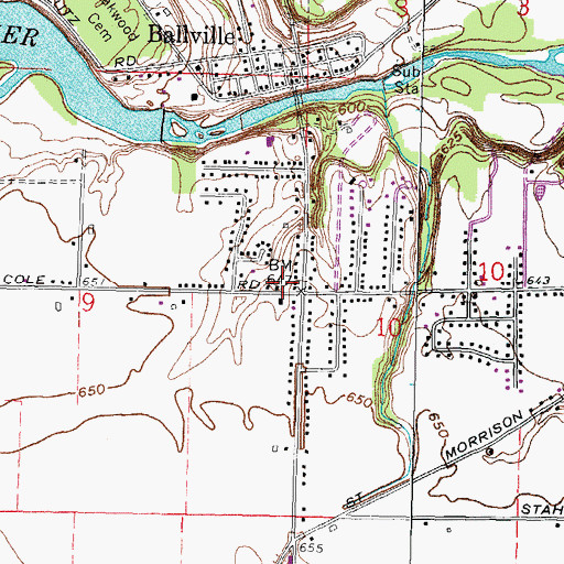 Topographic Map of Ballville Township Volunteer Fire Department, OH