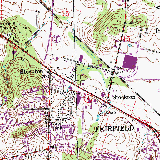 Topographic Map of Fairfield Fire Department Station 2, OH