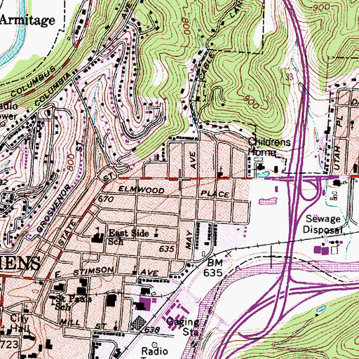 Topographic Map of Richland Area Fire District Station 2, OH