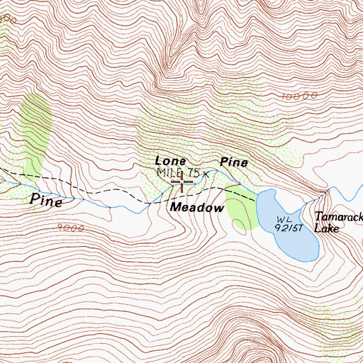 Topographic Map of Lone Pine Meadow, CA
